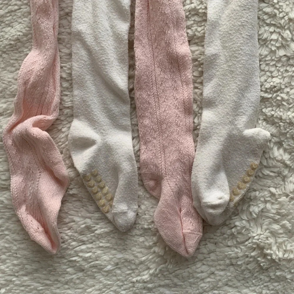 Pink open work condor tights made in Spain NWOT , childrens place white tights